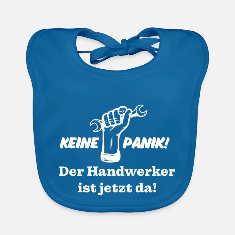 Keine Panik! Der Handwerker ist da! Technik, Azubi - Baby Bio-Lätzchen - Pfauenblau