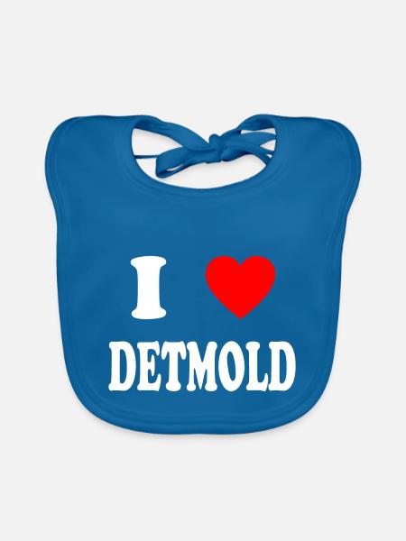 I love Detmold - Baby Bio-Lätzchen - Pfauenblau - Vorne