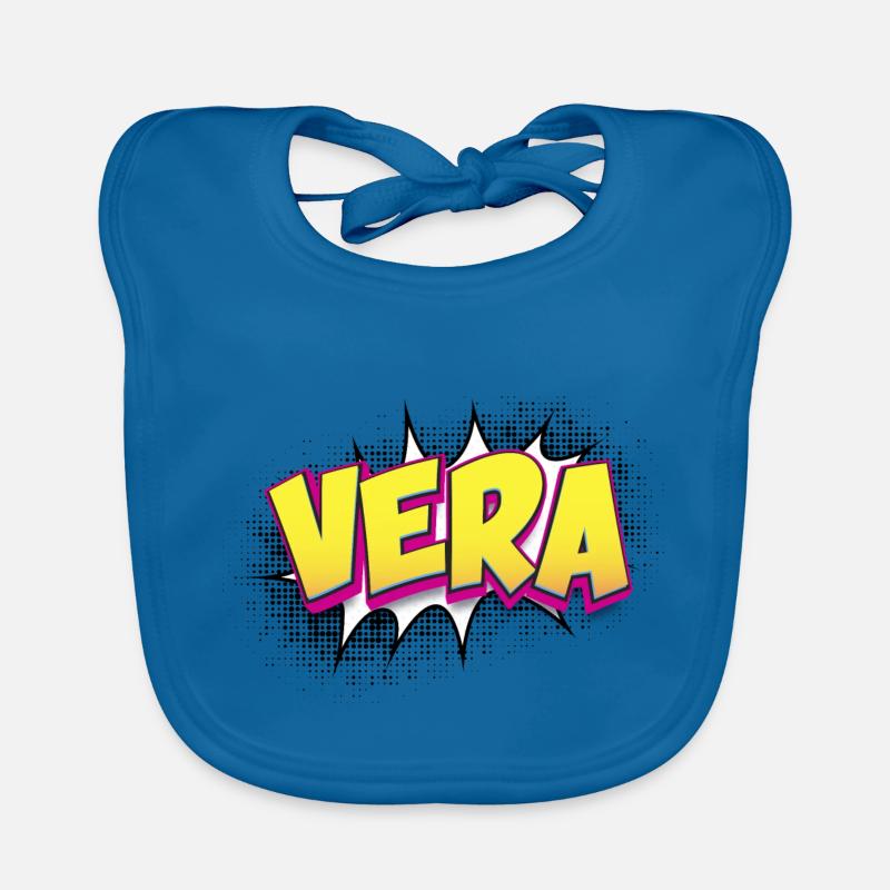Vera Benutzerdefinierter Name Comic-Buch-Stil Pop Art, Vera Baby Bio-Lätzchen