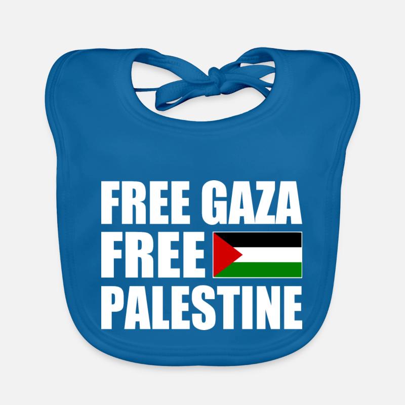 Free palestine - Bavoir bio Bébé - bleu paon