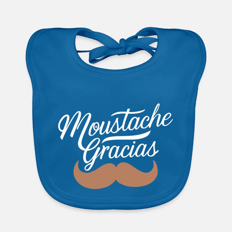 Moustache gracias - Bavoir bio Bébé - bleu paon