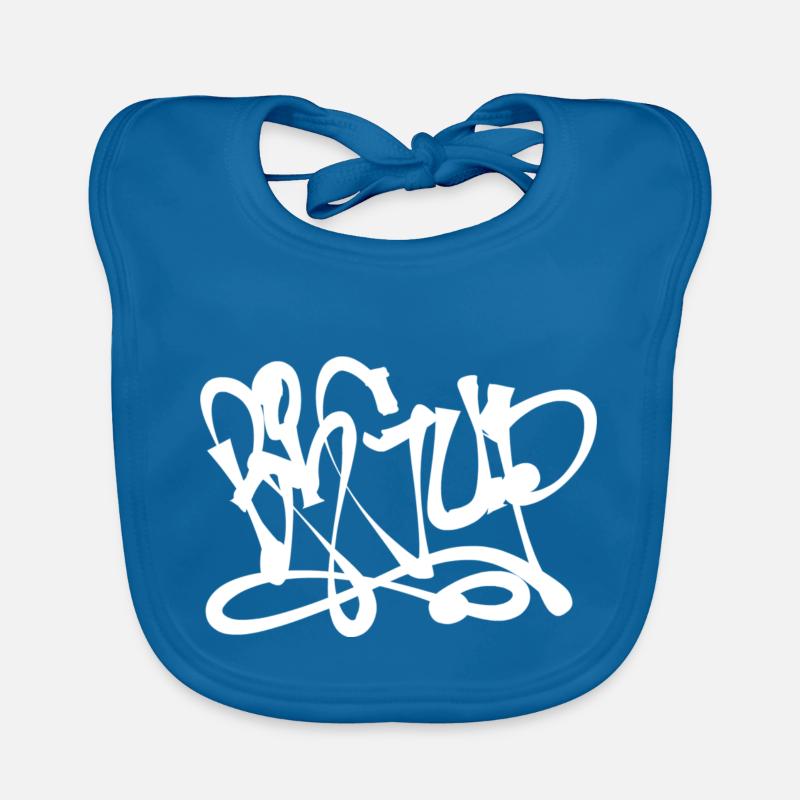 BIGUP Graffiti - Bavoir bio Bébé - bleu paon