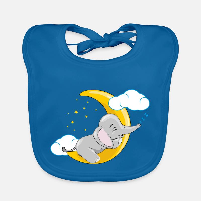 Cute baby elephant sleeping on the moon Organic Baby Bibs