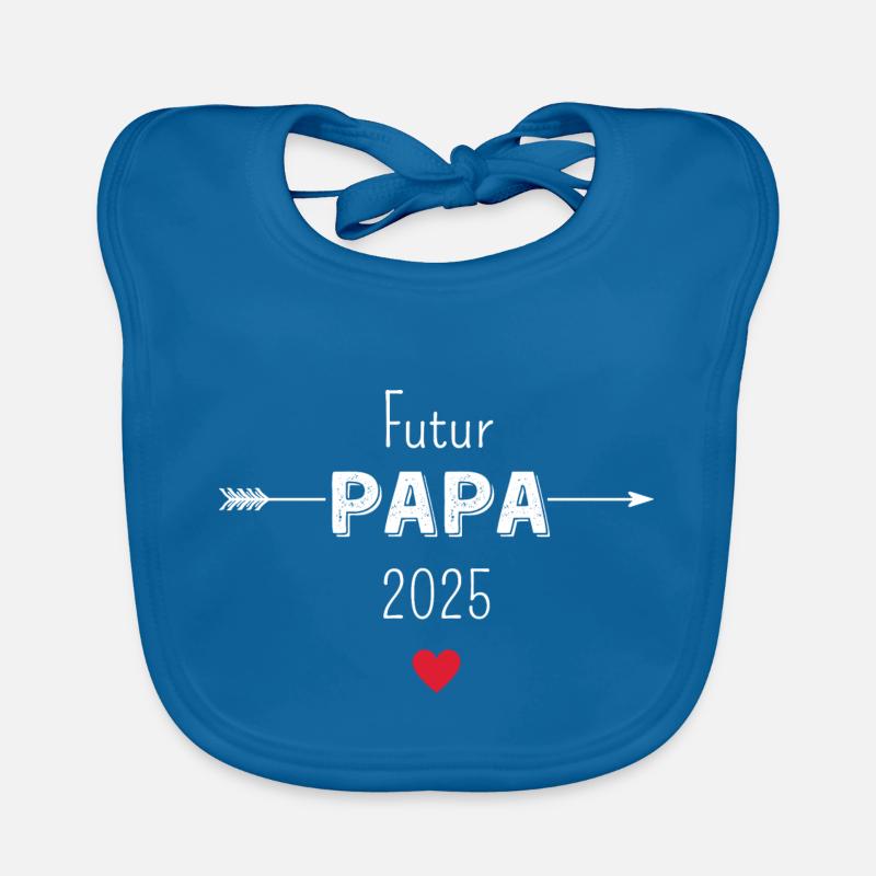 Futur papa 2025 - Bavoir bio Bébé - bleu paon
