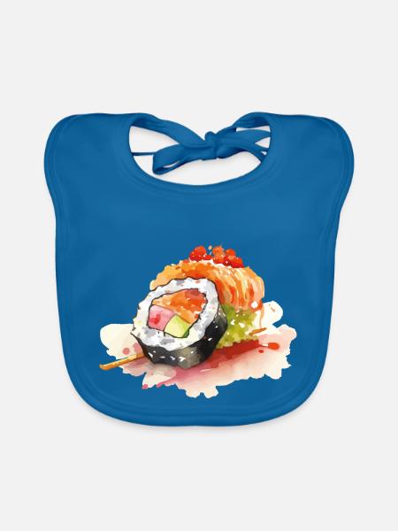 Sushi - Organic Baby Bibs - peacock-blue - Front