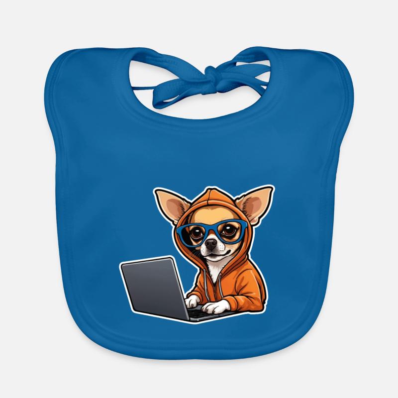 Chihuahua Nerd - Baby Bio-Lätzchen - Pfauenblau