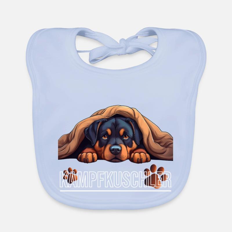 Rottweiler fighting cuddler with heart Organic Baby Bibs