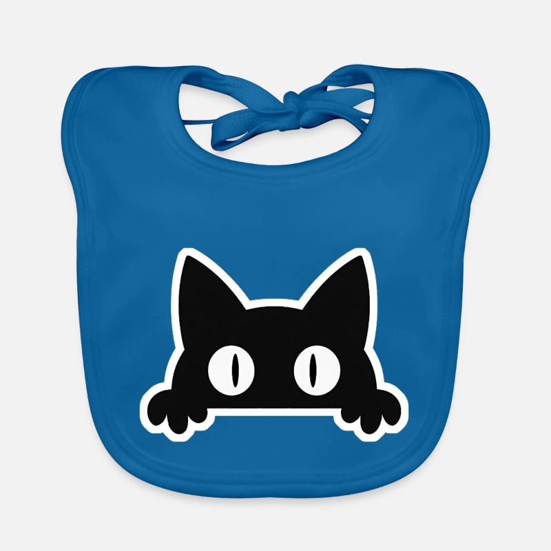 Chat espiègle - Bavoir bio Bébé - bleu paon