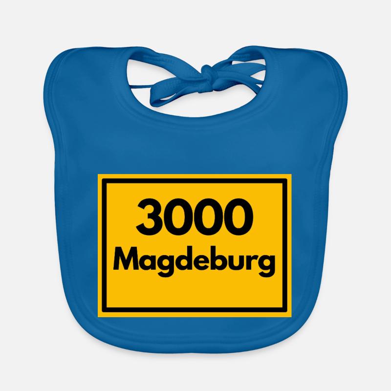 Panneau de lieu - puis rétro ancien code postal 3000 Magdebourg Bavoir bio Bébé