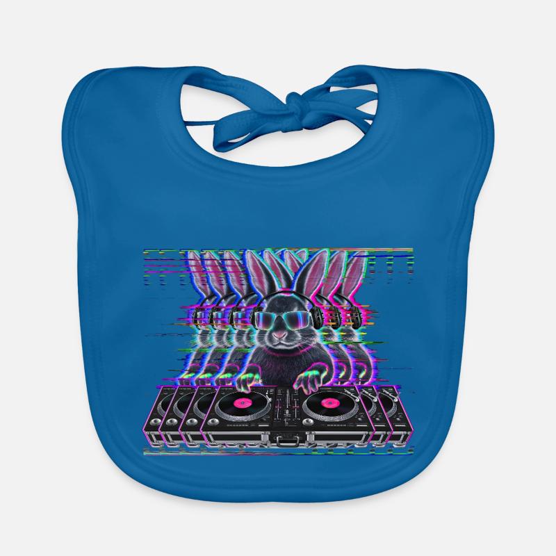 Cyberpunk Neon Beat DJ Rabbit Bavoir bio Bébé