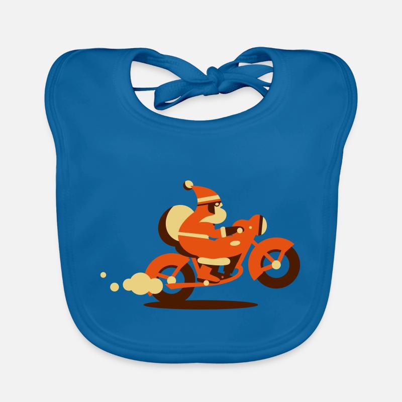 Weihnachtsmann Express auf Motorrad - Baby Bio-Lätzchen - Pfauenblau