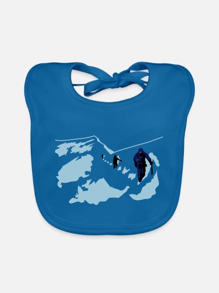 Bergsteigen - Baby Bio-Lätzchen - Pfauenblau - Vorne