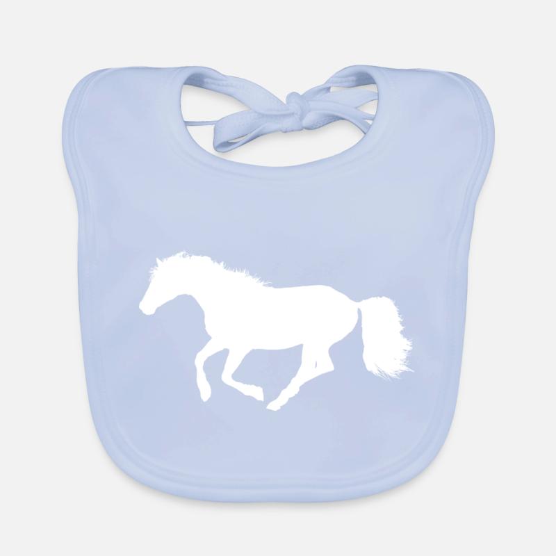 Galloping Horse - White White Silhouette Organic Baby Bibs