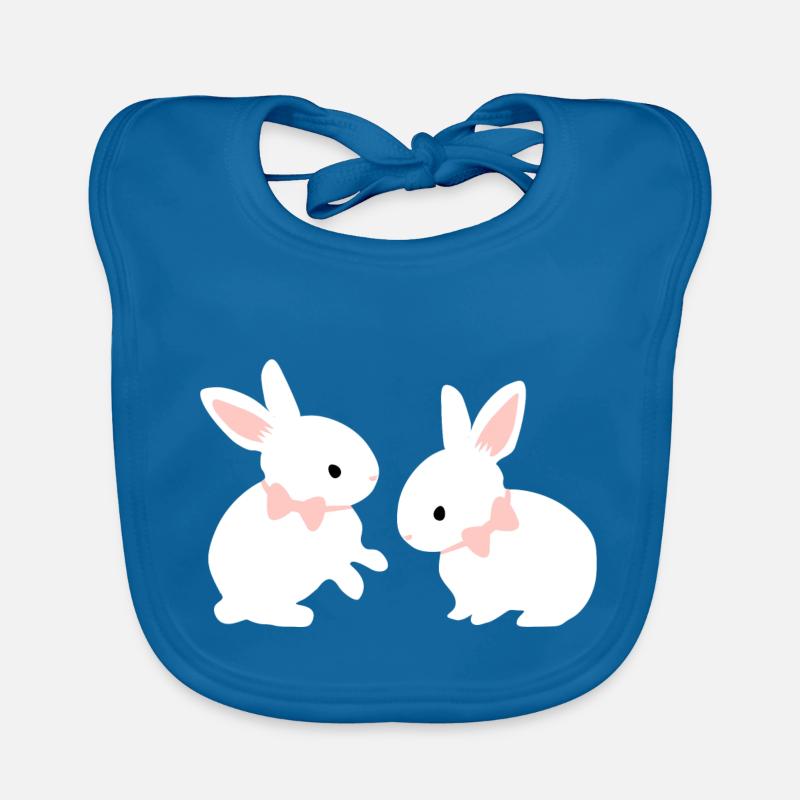Blanc Twins lapin - lapin bébé oreille rose Bavoir bio Bébé