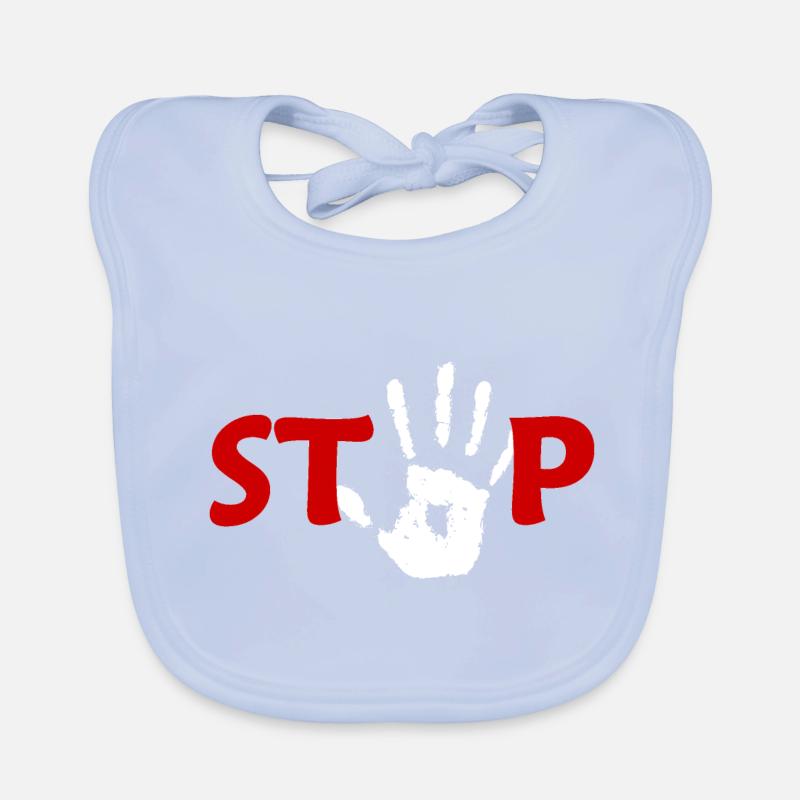 Hand Stop in RED White Organic Baby Bibs