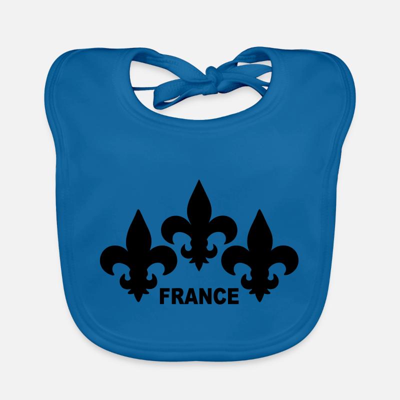 Fleurs de Lys - Bavoir bio Bébé - bleu paon