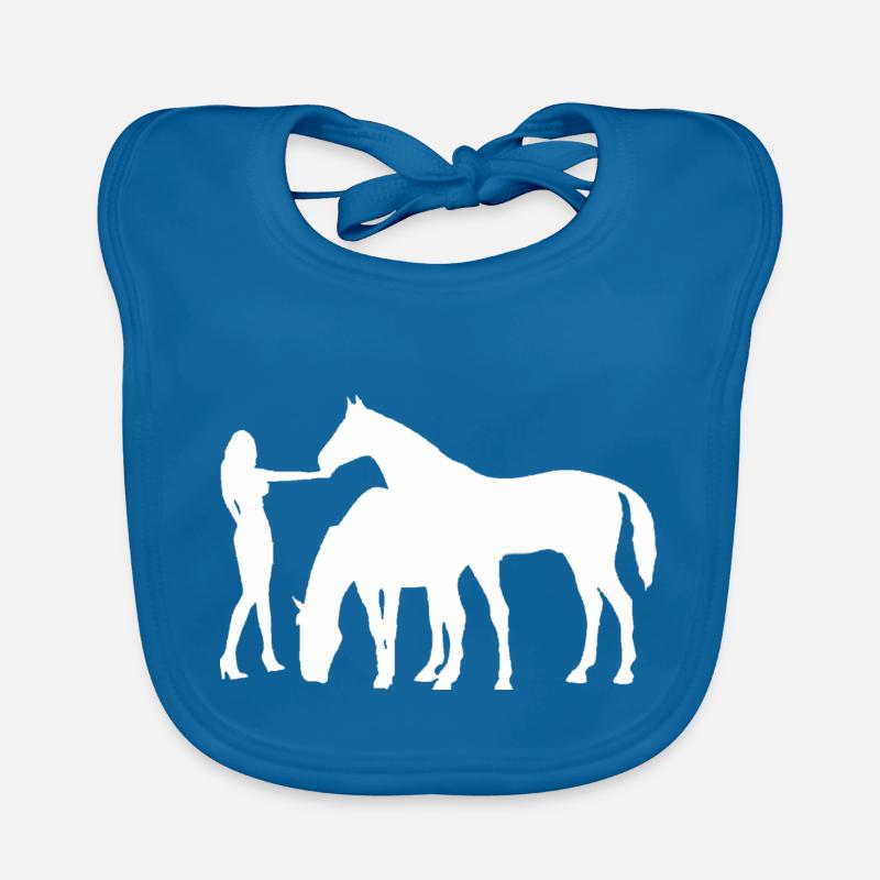 Chevaux - Bavoir bio Bébé - bleu paon