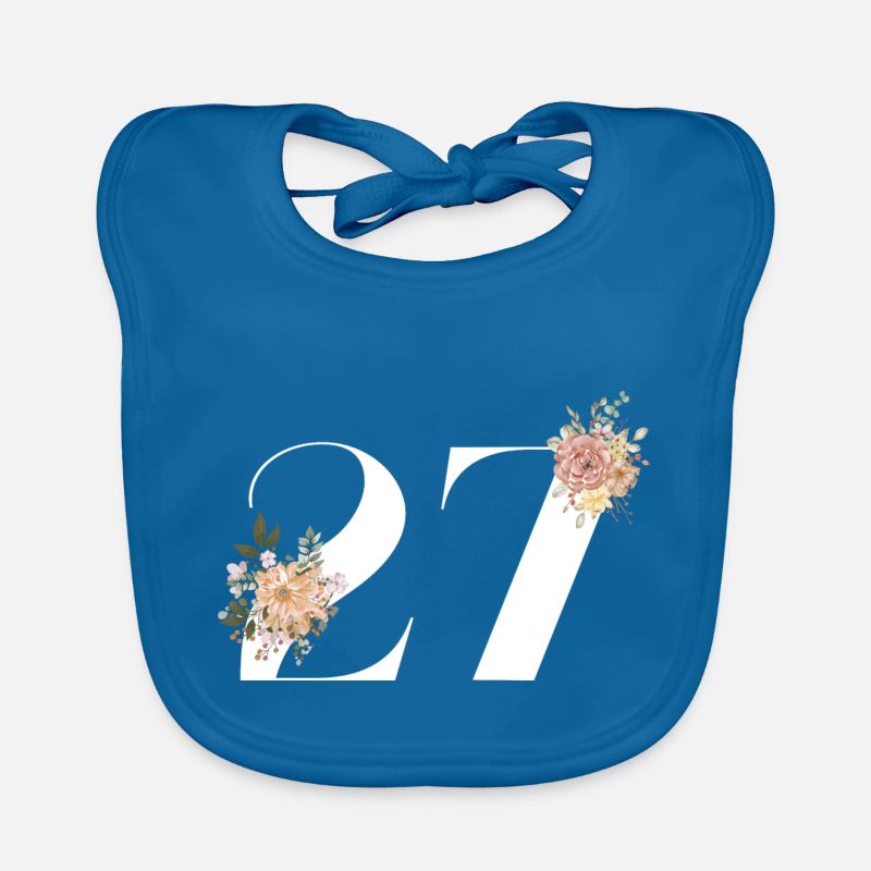 27e anniversaire fleuris (Cadeau de 27 ans) - Bavoir bio Bébé - bleu paon
