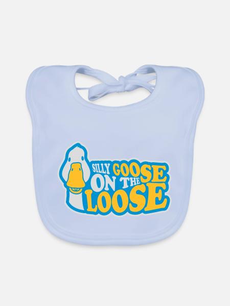 goose on the loose - Organic Baby Bibs - sky blue - Front