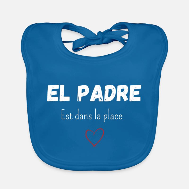 El padre est dans la place - Bavoir bio Bébé - bleu paon