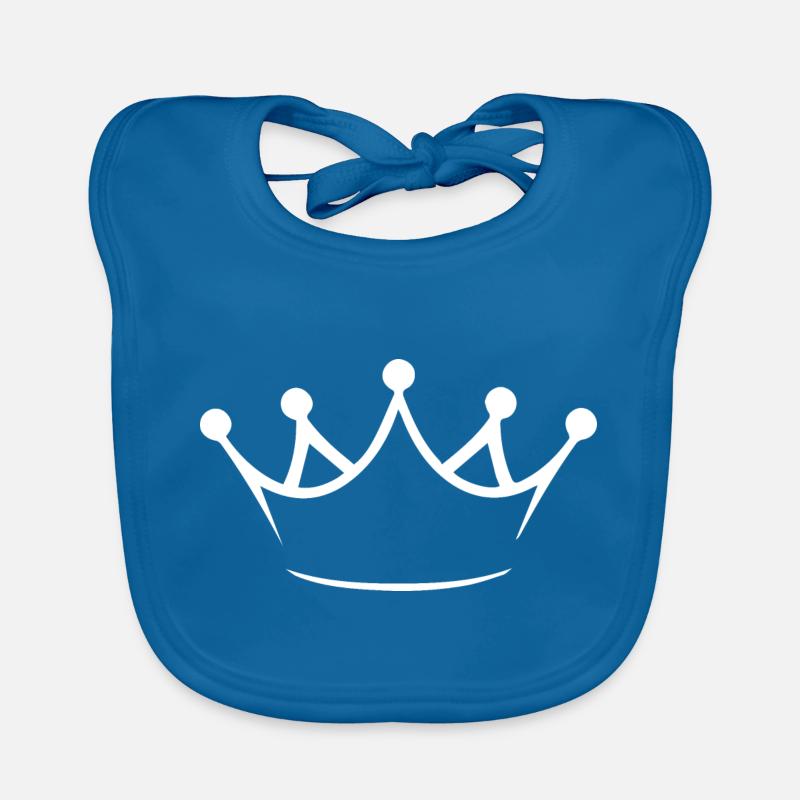 Couronne - blanche - Bavoir bio Bébé - bleu paon