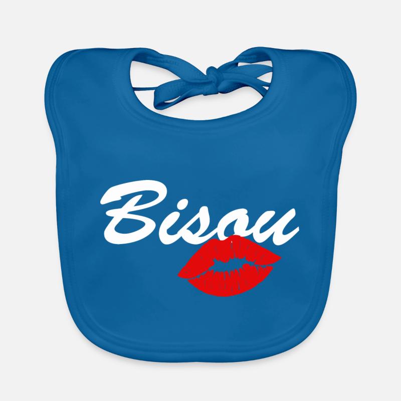 bisous - Bavoir bio Bébé - bleu paon