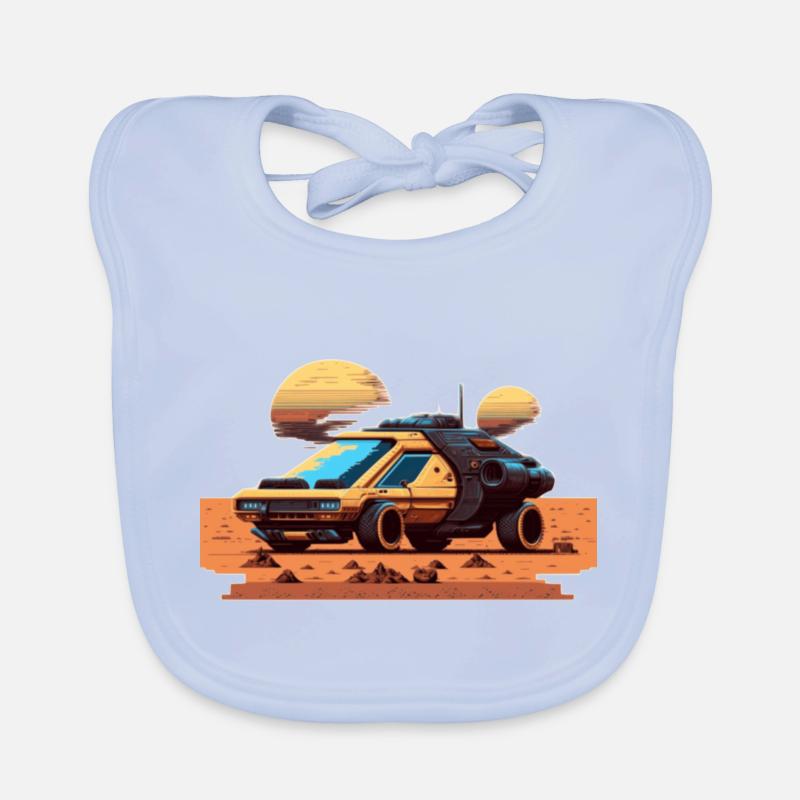 Car on Mars in retro 8-bit video game look Organic Baby Bibs