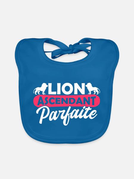 lion ascendant parfaite - Bavoir bio Bébé - bleu paon - Devant