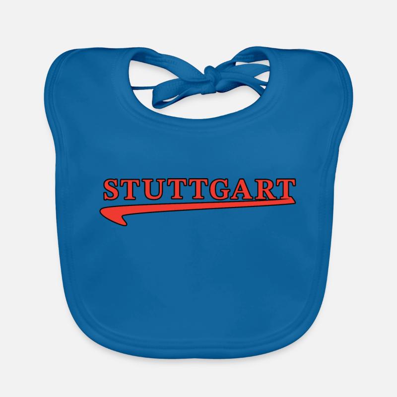 Stuttgart lettering with red underscore Organic Baby Bibs