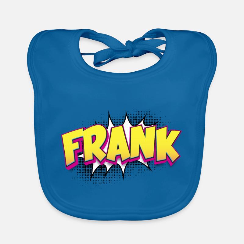 Frank Custom Name Comic Book Style Pop Art, Frank Organic Baby Bibs