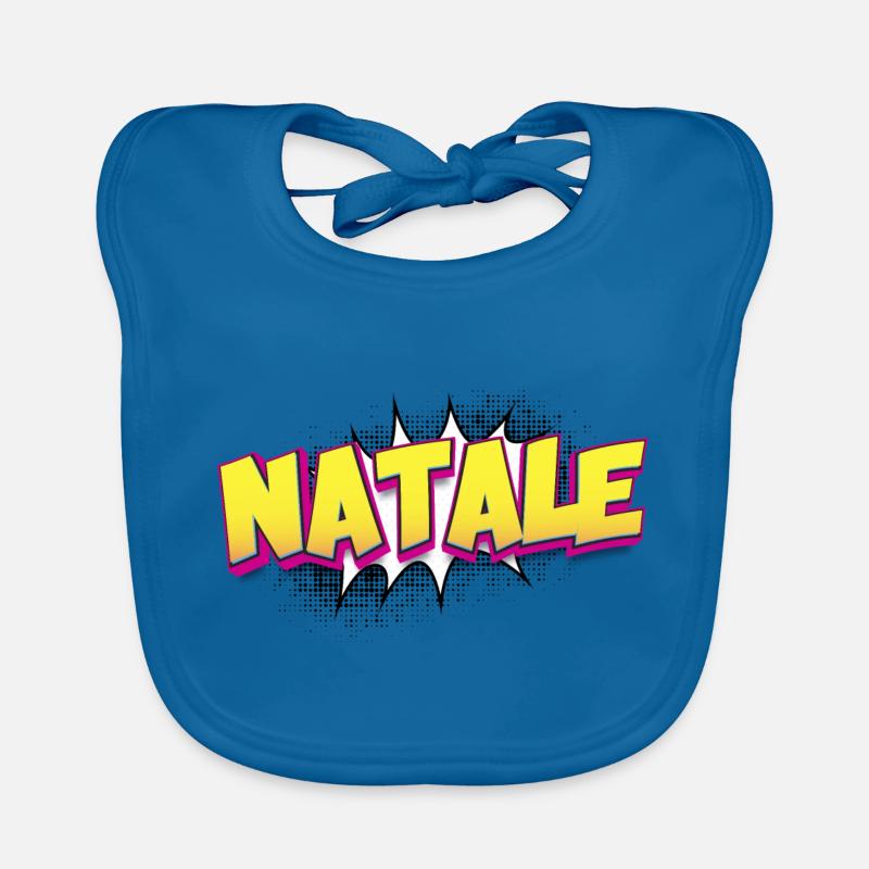 Natale benutzerdefinierter Name Comic-Buch-Stil Pop-Art, Baby Bio-Lätzchen