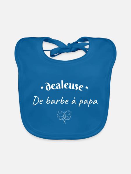 Dealeuse de barbe à papa - Bavoir bio Bébé - bleu paon - Devant
