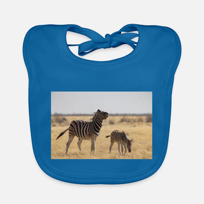 Zèbres - Bavoir bio Bébé - bleu paon