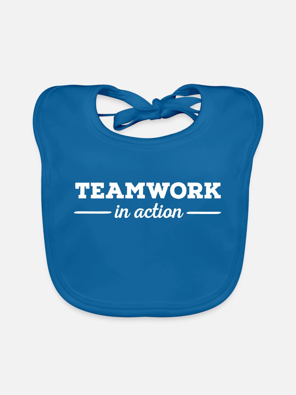 Teamwork - Baby Bio-Lätzchen - Pfauenblau - Vorne