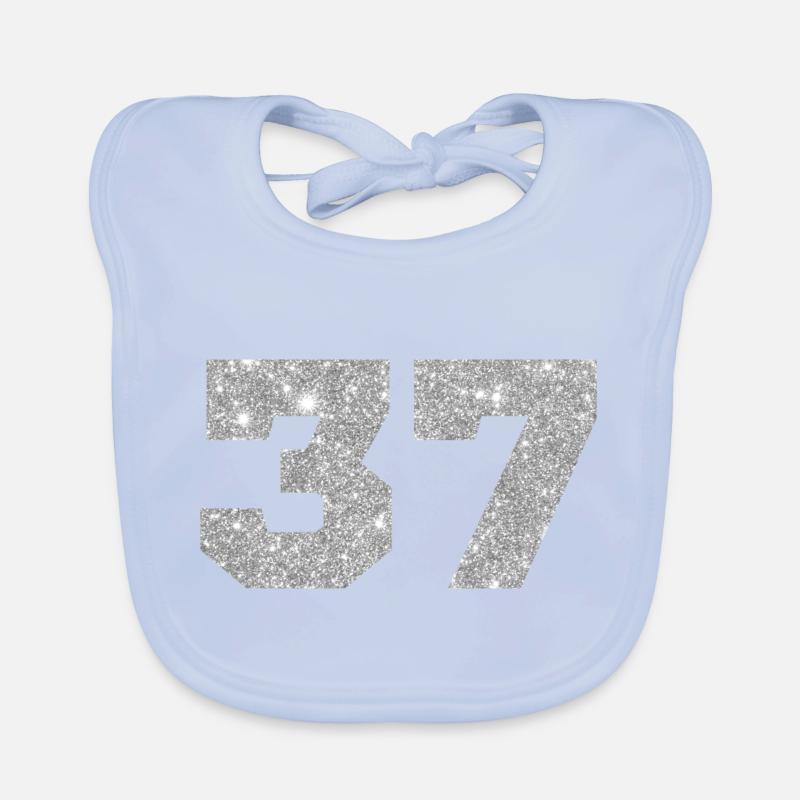 Nummer 37 Silberner Glitzer - 37. Jubiläum Baby Bio-Lätzchen