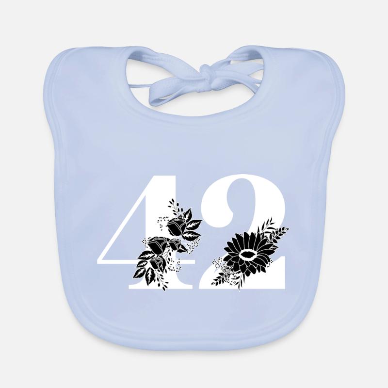 Nummer 42 Schwarze Blumen - 42. Blumengeburtstag Baby Bio-Lätzchen