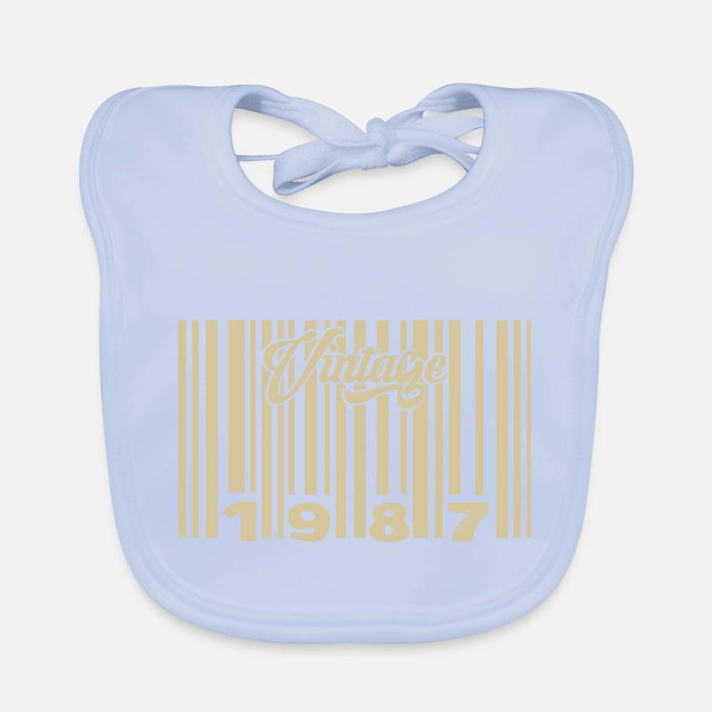 Vintage 1987 Barcode 1987: Year 2025. Organic Baby Bibs