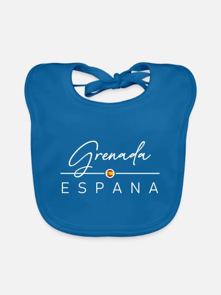 Espagne - Grenade - Espagne - España - Bavoir bio Bébé - bleu paon - Devant