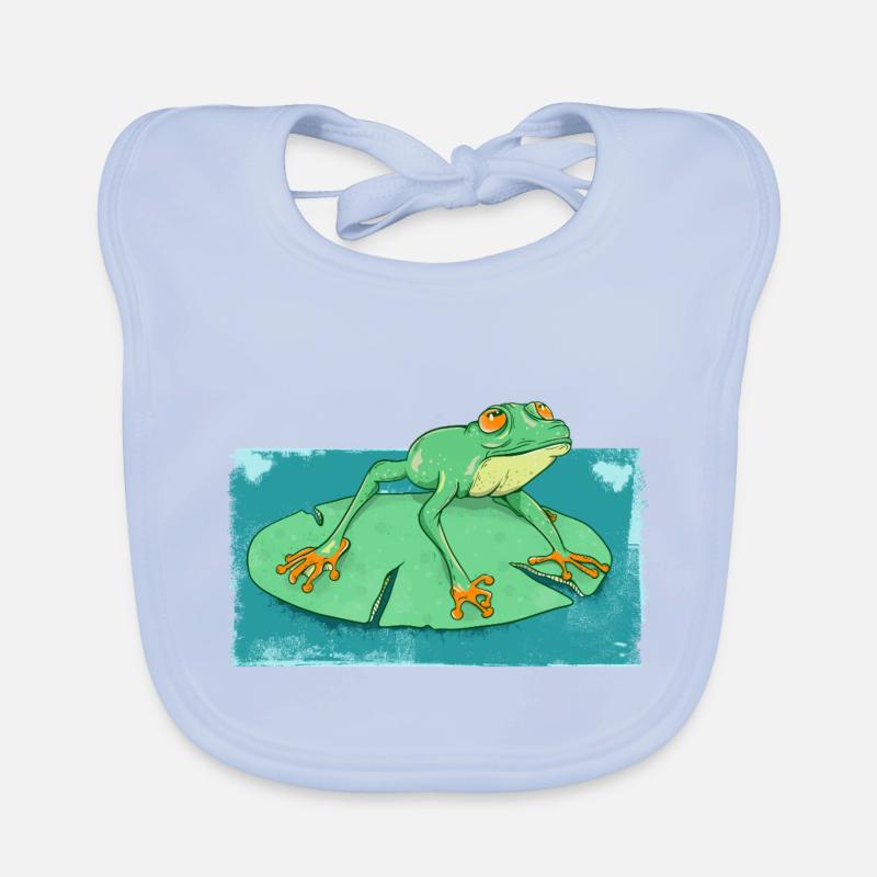 Cute geen frog in a pond Organic Baby Bibs