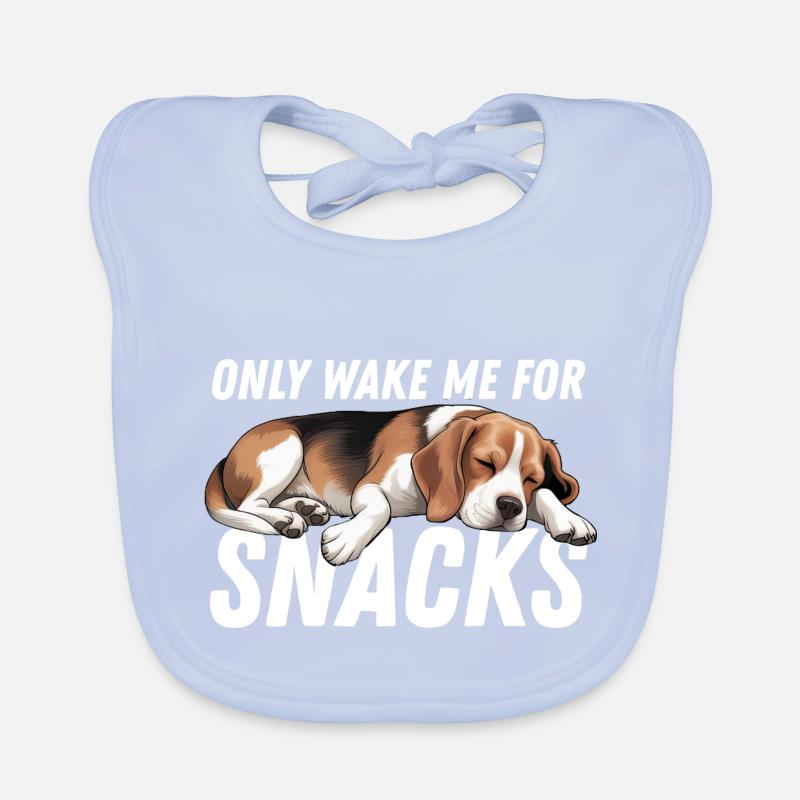 Funny Beagle Dog Only Wake Me For Snacks Organic Baby Bibs