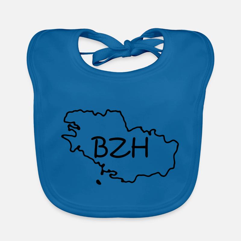bretagne - Bavoir bio Bébé - bleu paon