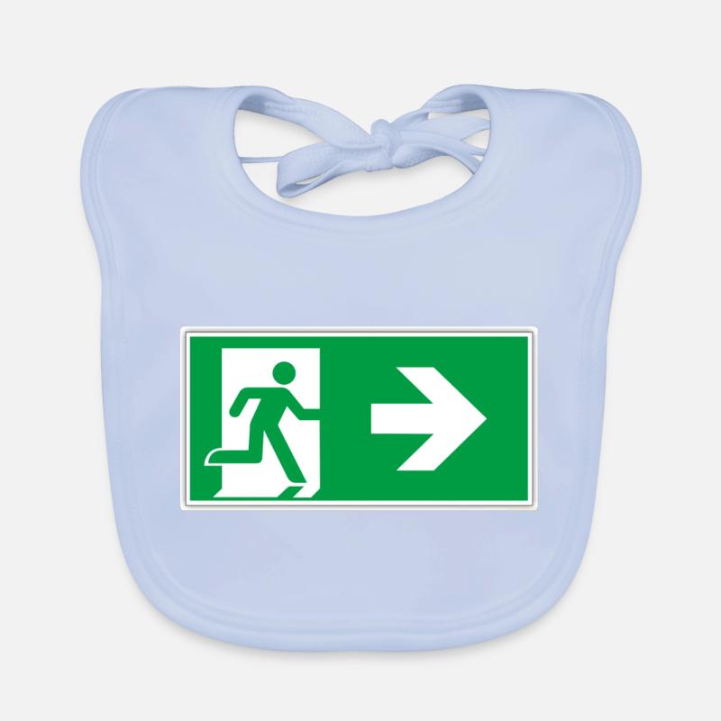 escape route sticker sign emergency exit right go Organic Baby Bibs