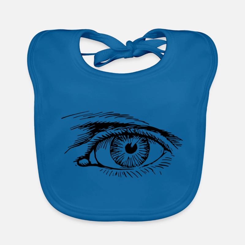 œil - Bavoir bio Bébé - bleu paon