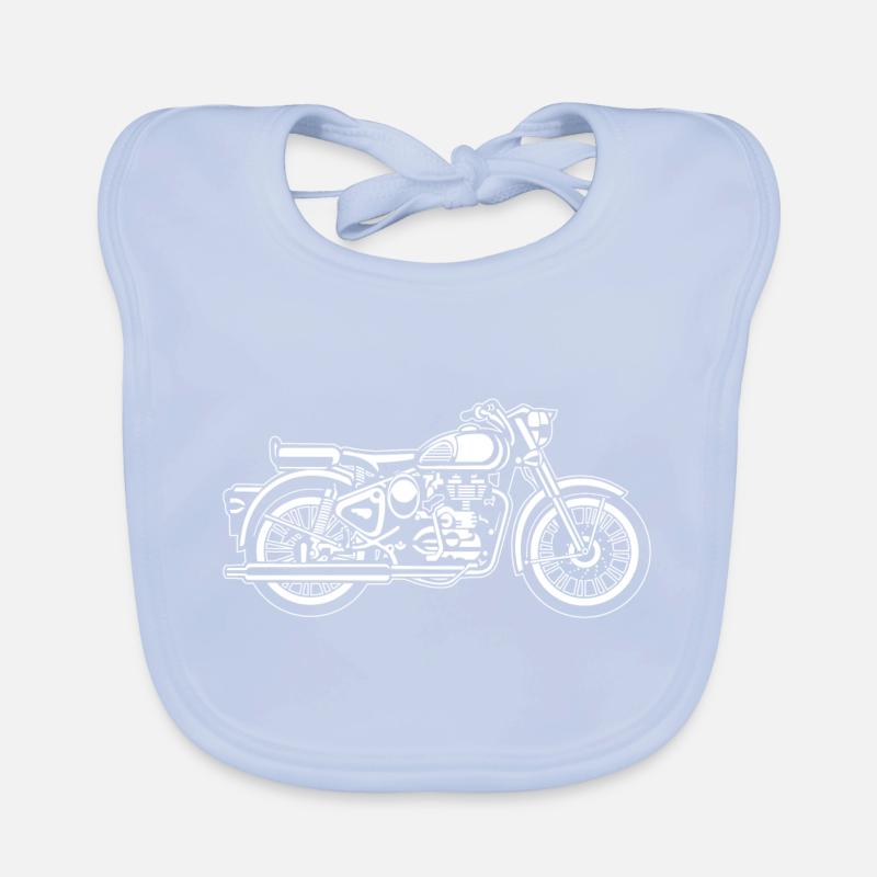 Motorrad / Motorcycle 02_weiß Baby Bio-Lätzchen