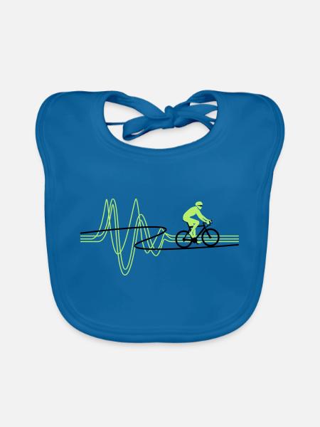Road Bike Heartbeat - Organic Baby Bibs - peacock-blue