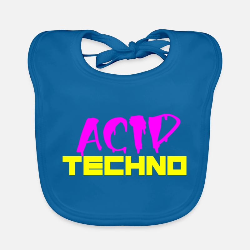 techno acide - Bavoir bio Bébé - bleu paon