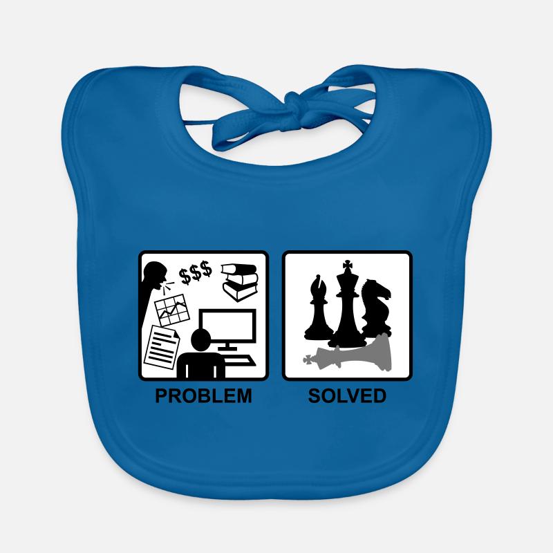 Chess solves problems - Organic Baby Bibs - peacock-blue