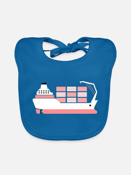containerschiff pink - Baby Bio-Lätzchen - Pfauenblau - Vorne
