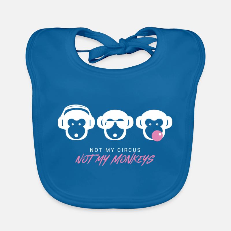 Muniax Monkeys Pink Blanc - Bavoir bio Bébé - bleu paon