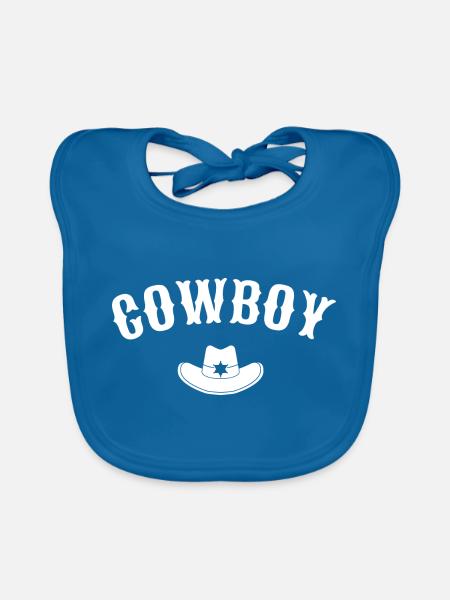Cowboy stetson t shirt riding - Organic Baby Bibs - peacock-blue - Front
